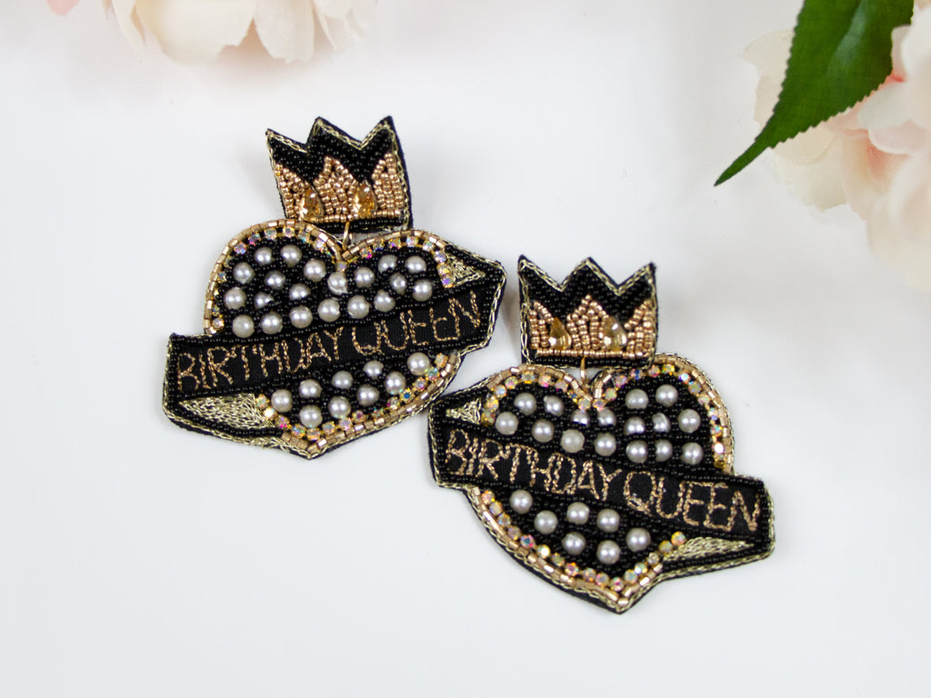 Black Birthday Queen Earrings