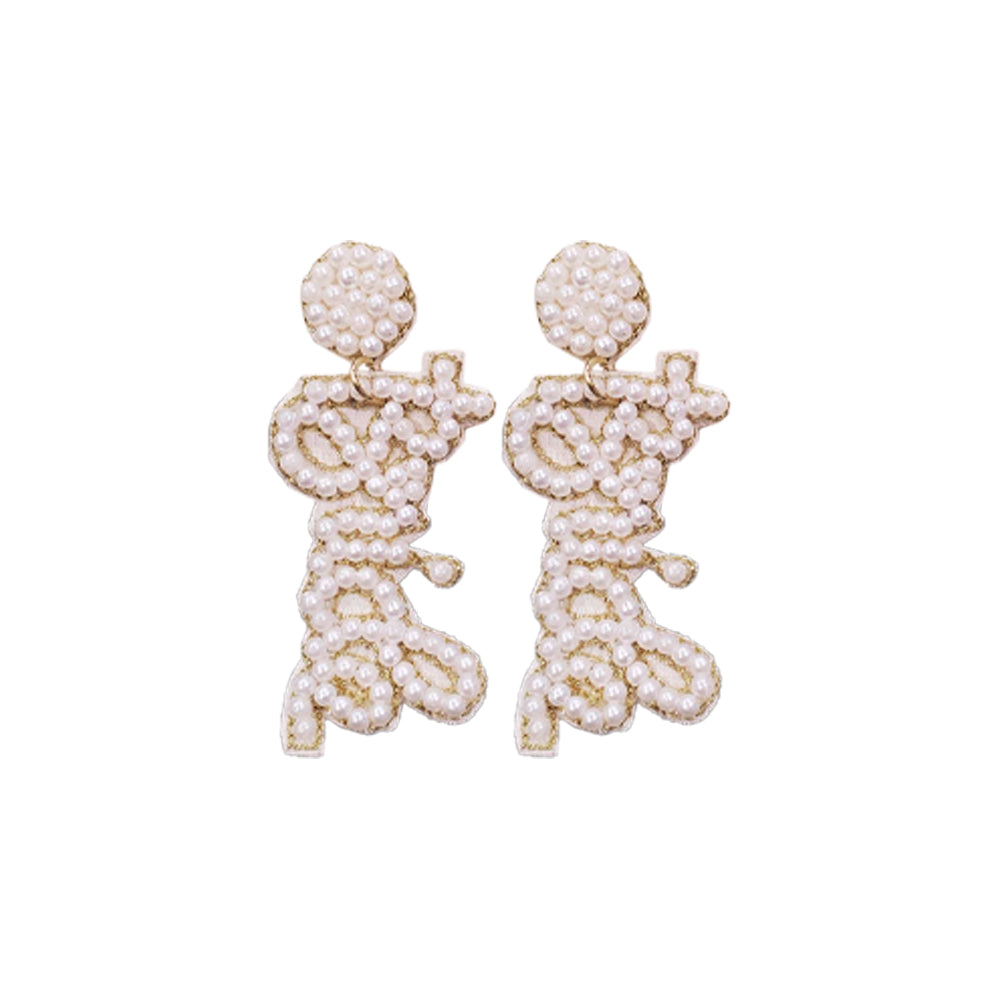Cursive Style Seed Bead Bride Earrings