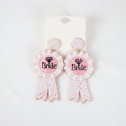 Pink Bride Ribbon Earrings