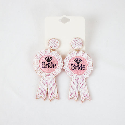 Pink Bride Ribbon Earrings