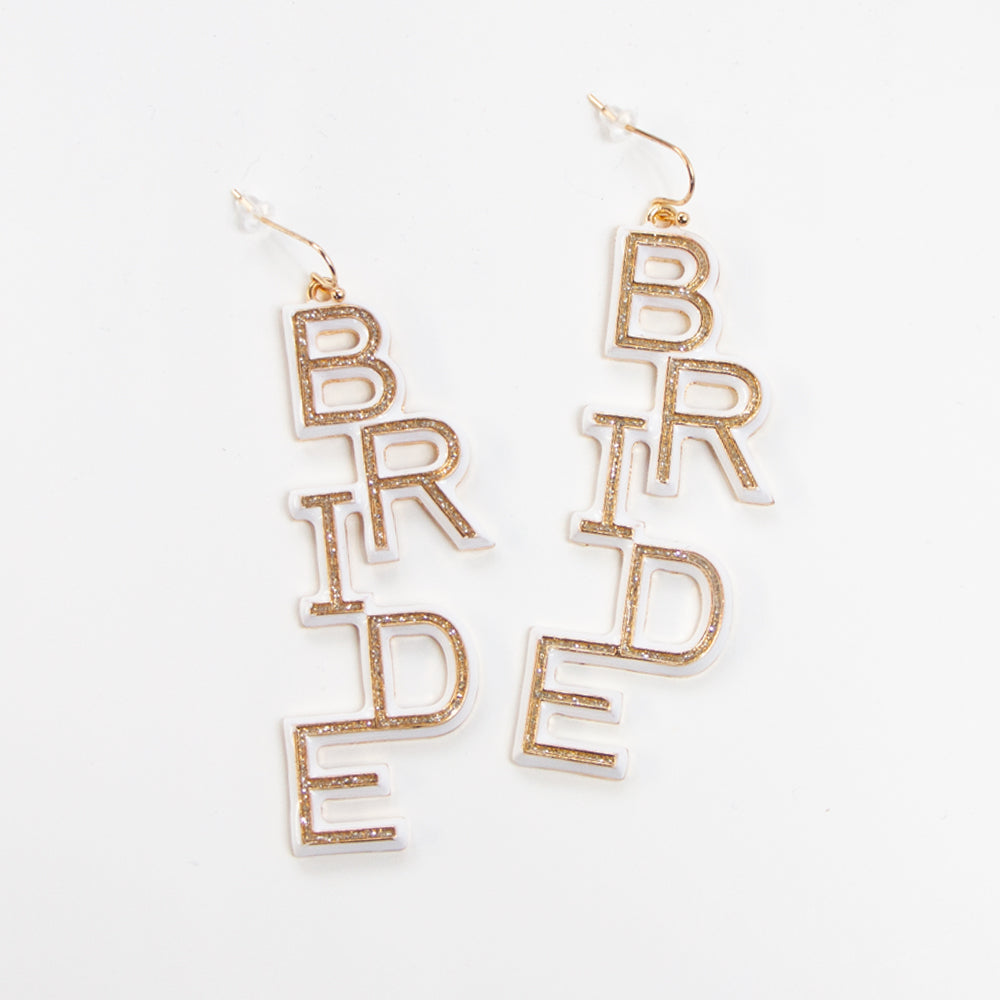 Rose Gold Bride Earrings (White)