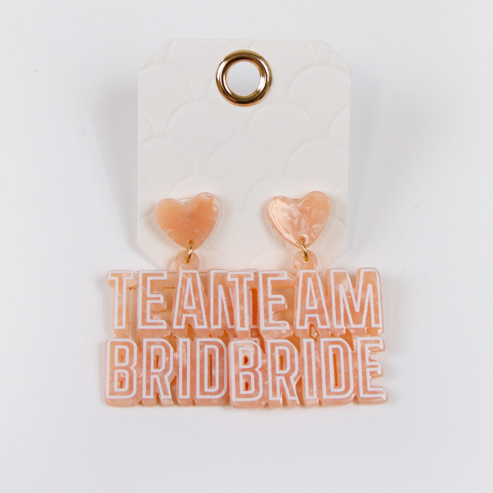 Coral Crystal Team Bride Earrings