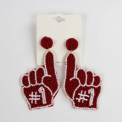 Foam Hand Game Day Seed Bead Earrings