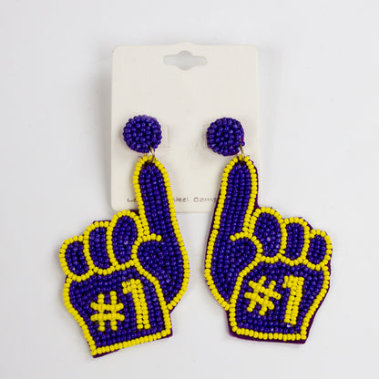 Foam Hand Game Day Seed Bead Earrings