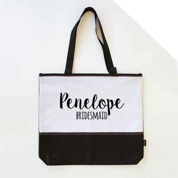 Custom Tote Bag With Name For Bridesmaid – Blue Sparrow Designs
