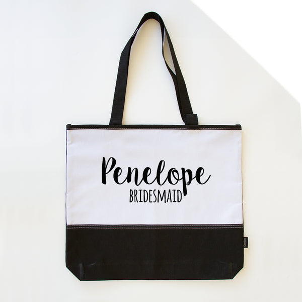 Personalized Bridesmaid Canvas Tote Bags Zipper Set of 6 7 8 