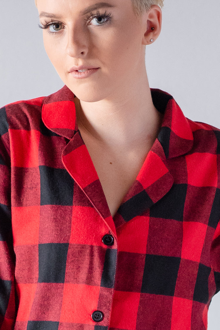 Plaid Flannel Red and Black - Night Shirt