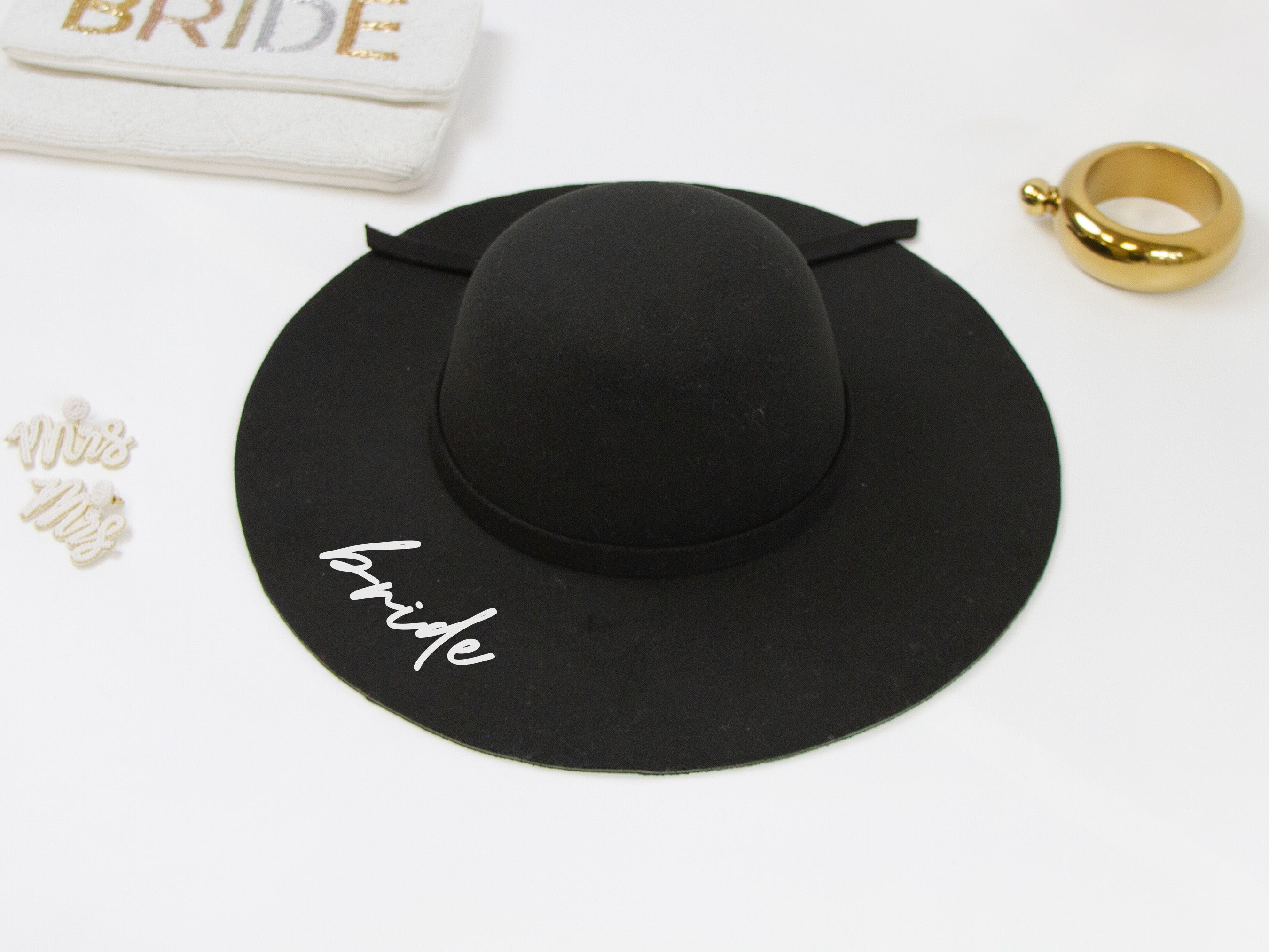 Black Felt Floppy Wedding Hat