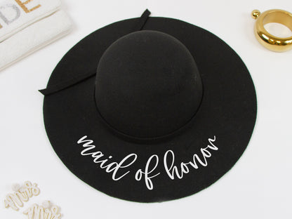 Bridal Party Black Felt Floppy Hat