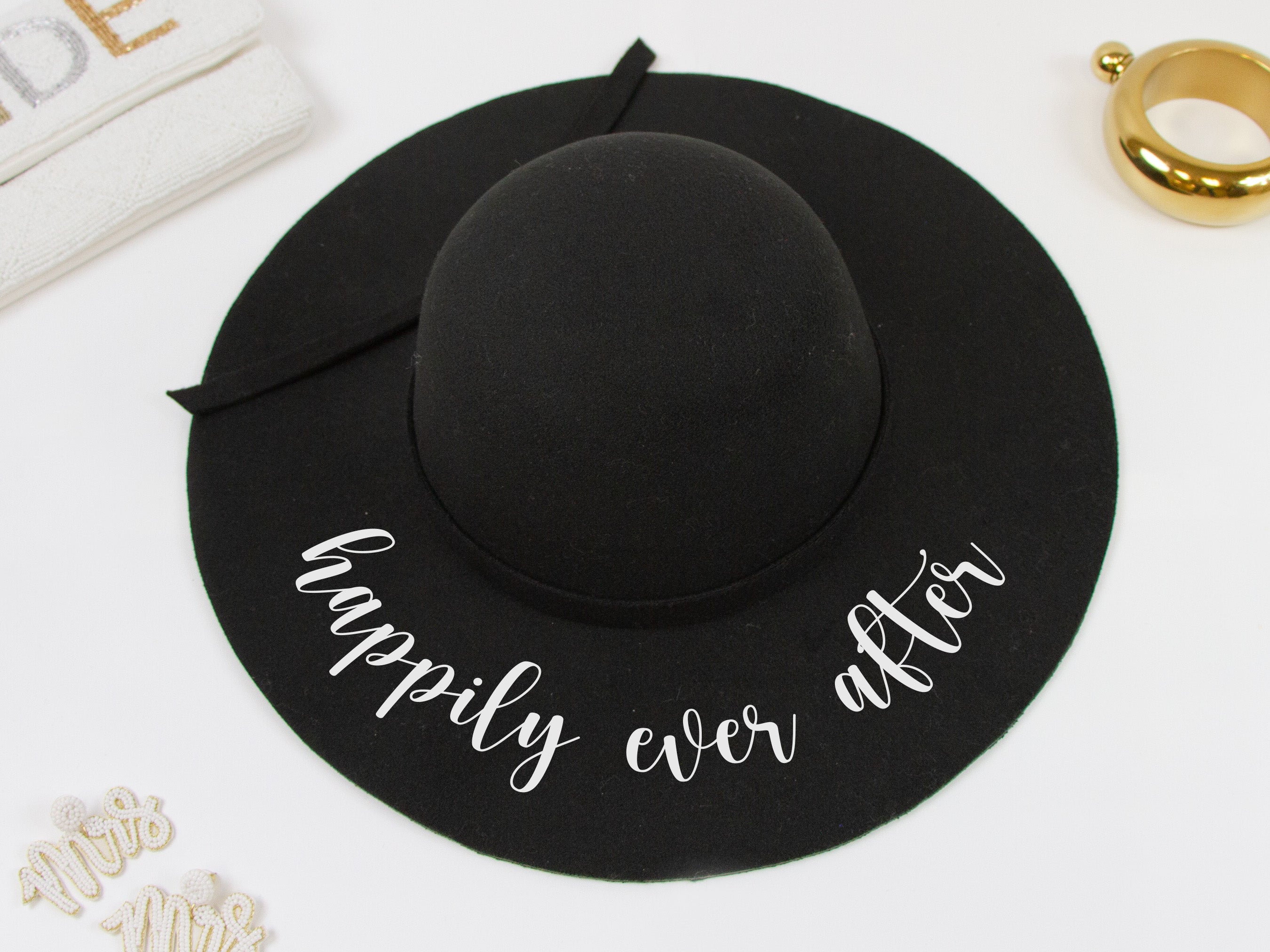 Happily Ever After Black Felt Floppy Hat