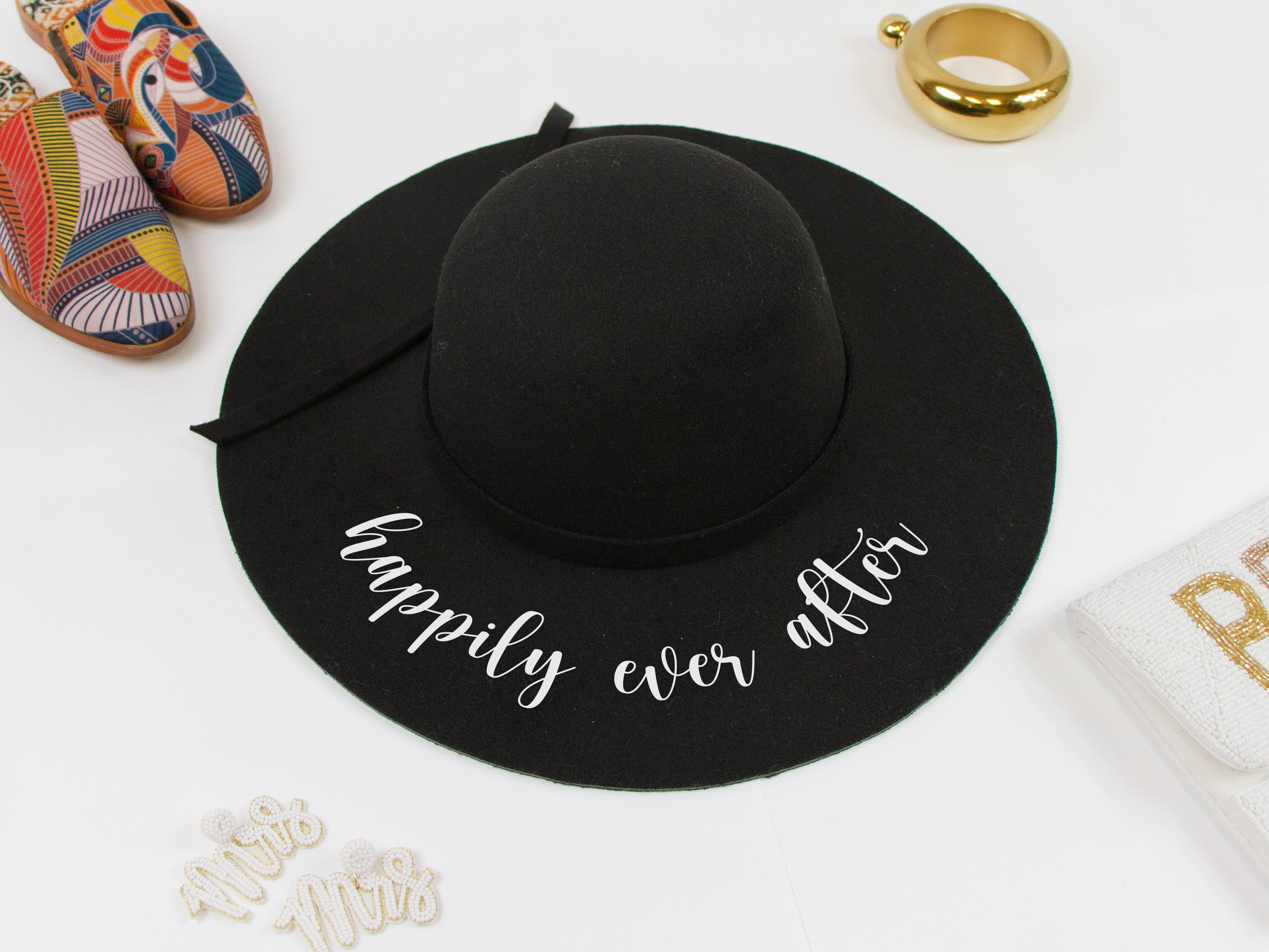 Black felt fashion sun hat