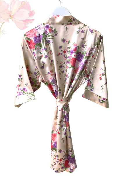 Floral Blush Satin Kimono Robe hanger