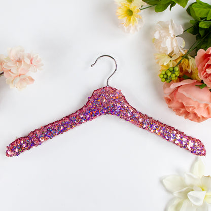 White Iridescent Pink Sequin Hanger