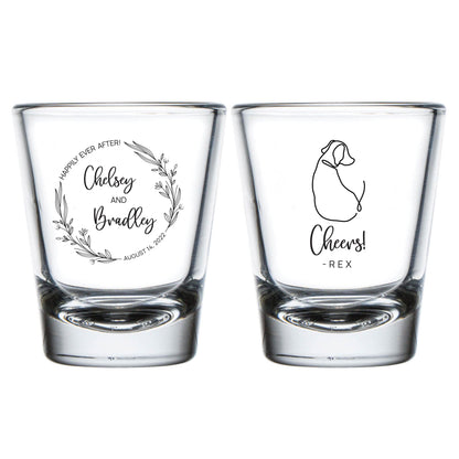 Happily Ever After (Cheers) Pet Themed Wedding Shot Glasses (67)
