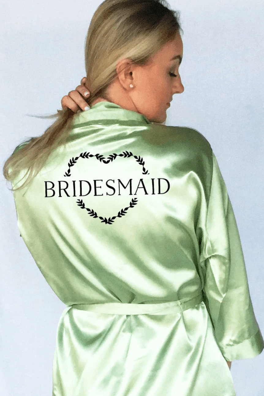 heart wreath style bridesmaid robe back view