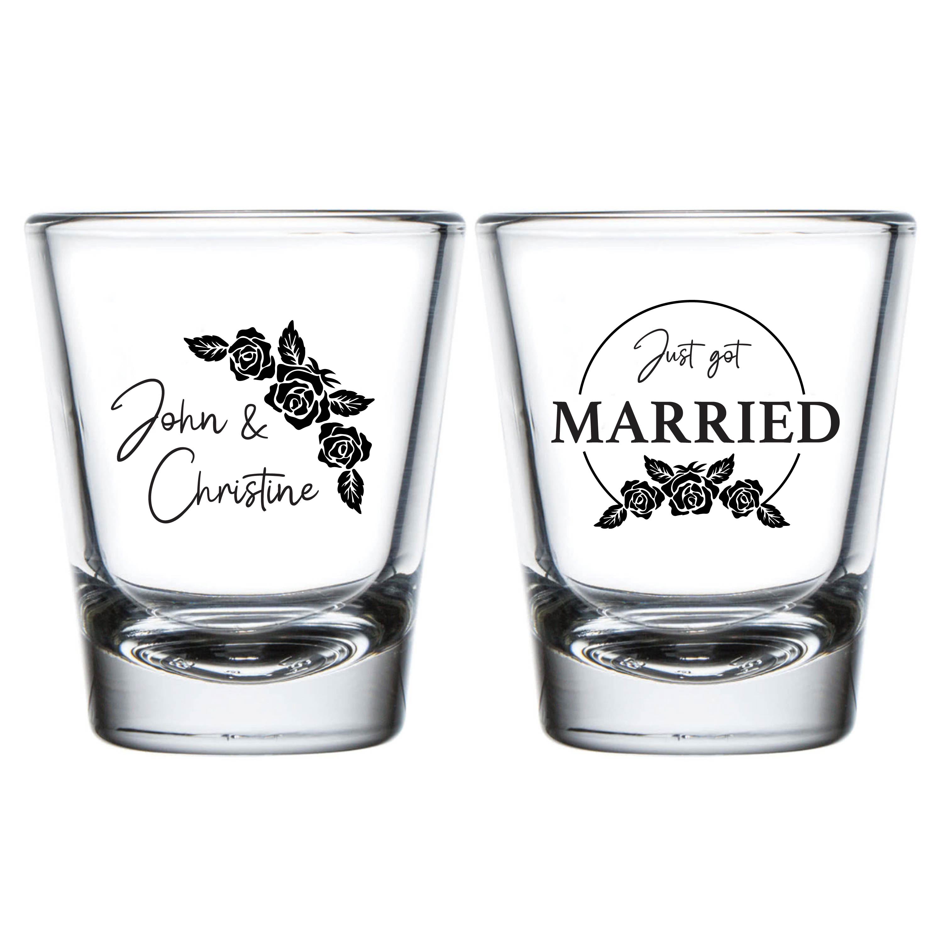 Just Got Married (Floral) Wedding Shot Glasses (71)