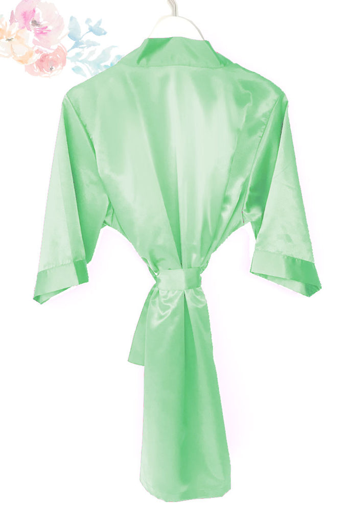 Lime Green Satin Kimono Robe
