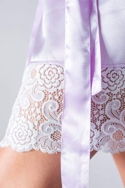 Lavender Lace Bridal Robe