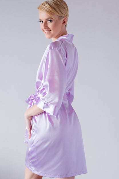 Lavender Satin Kimono Robe