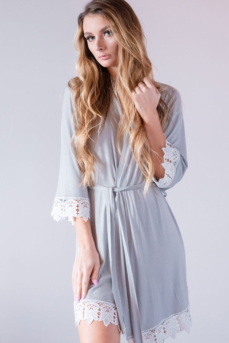 Light Grey Modal Lace Robe