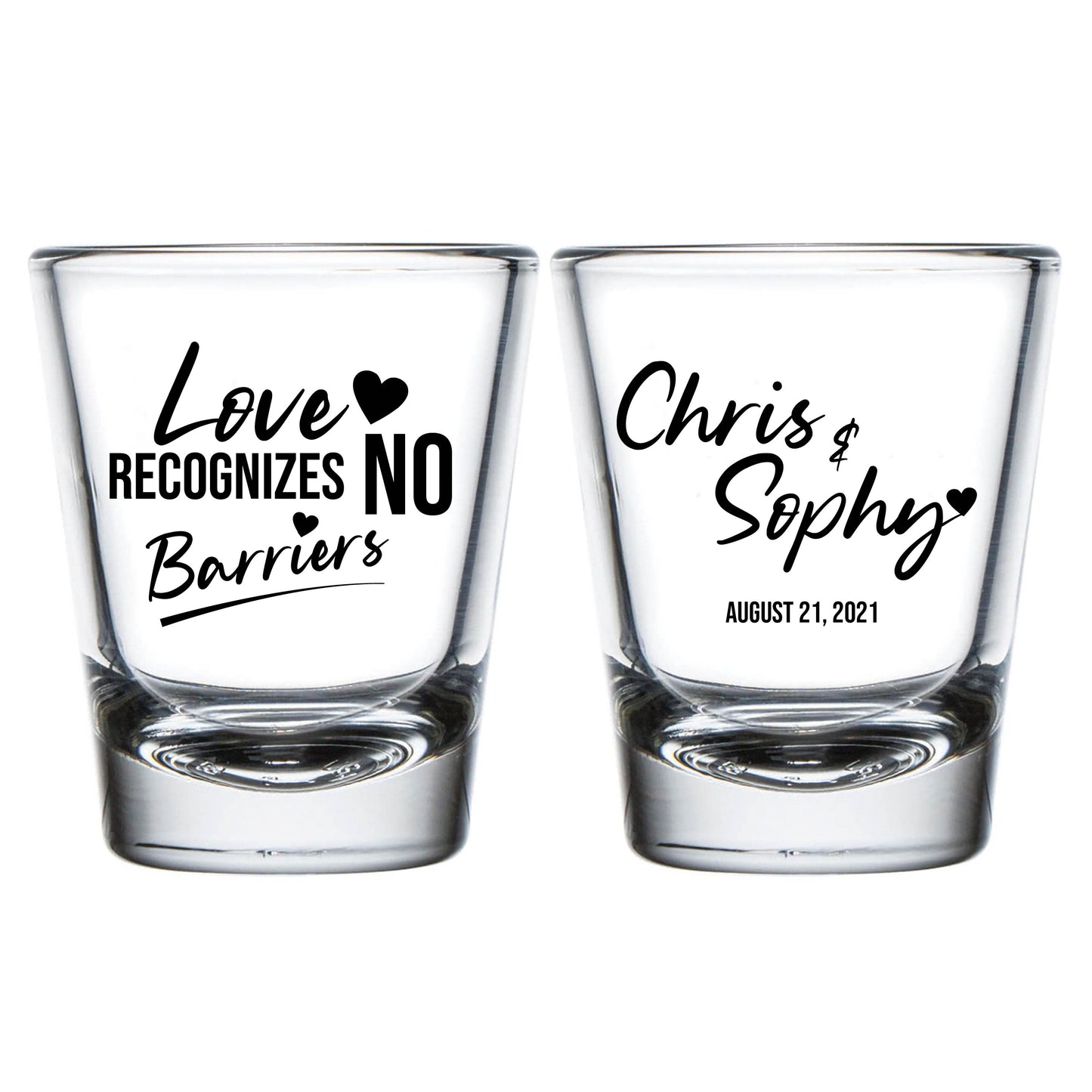 Love Recognizes No Barriers Wedding Shot Glasses (316)