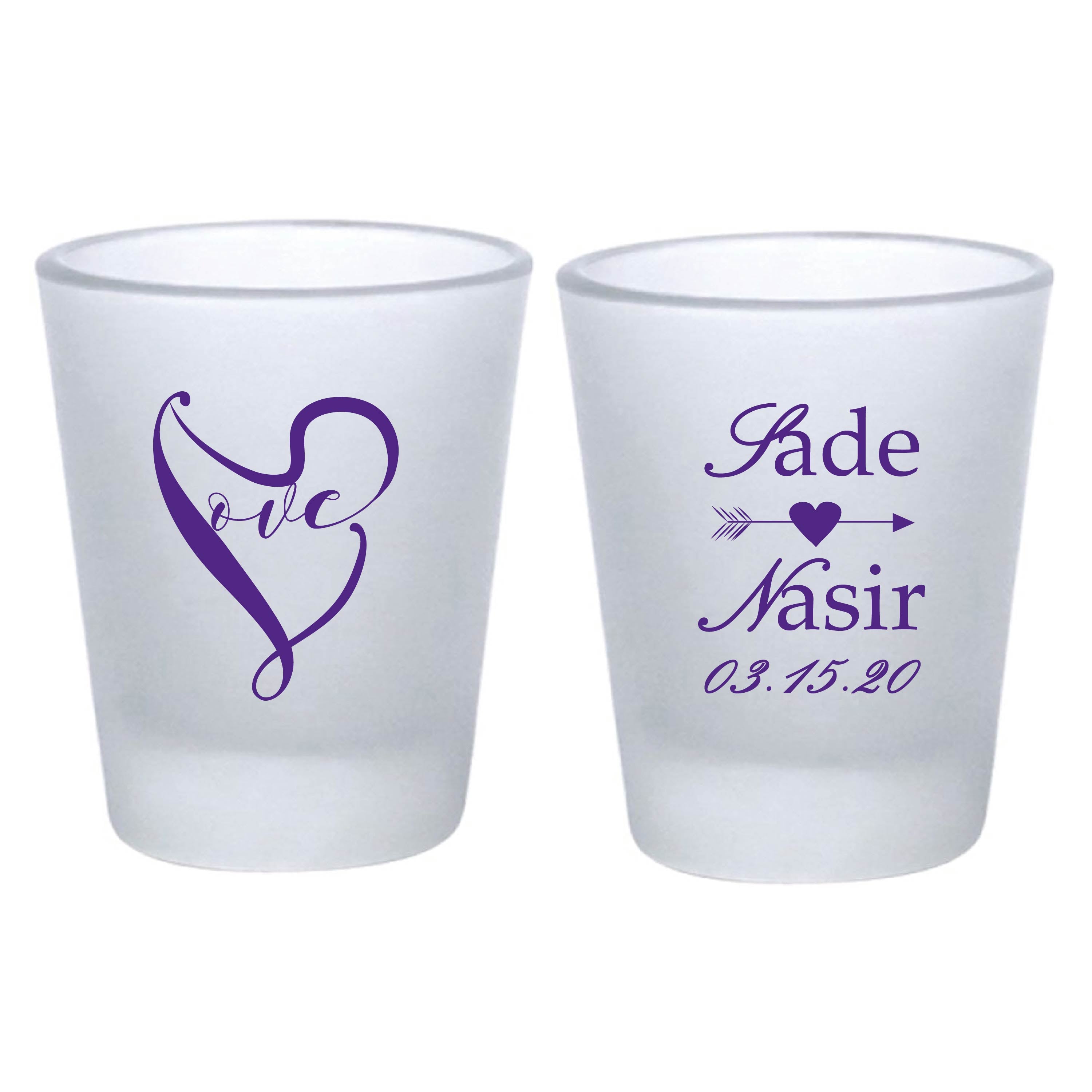 Love Wedding Frosted Shot Glasses (130)