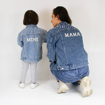 (Blue) Mama and Mini Patch Blue Denim Jacket