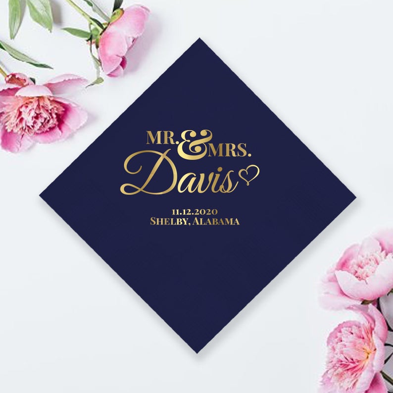 Mr. And Mrs. Custom Wedding Napkin (LPN1)