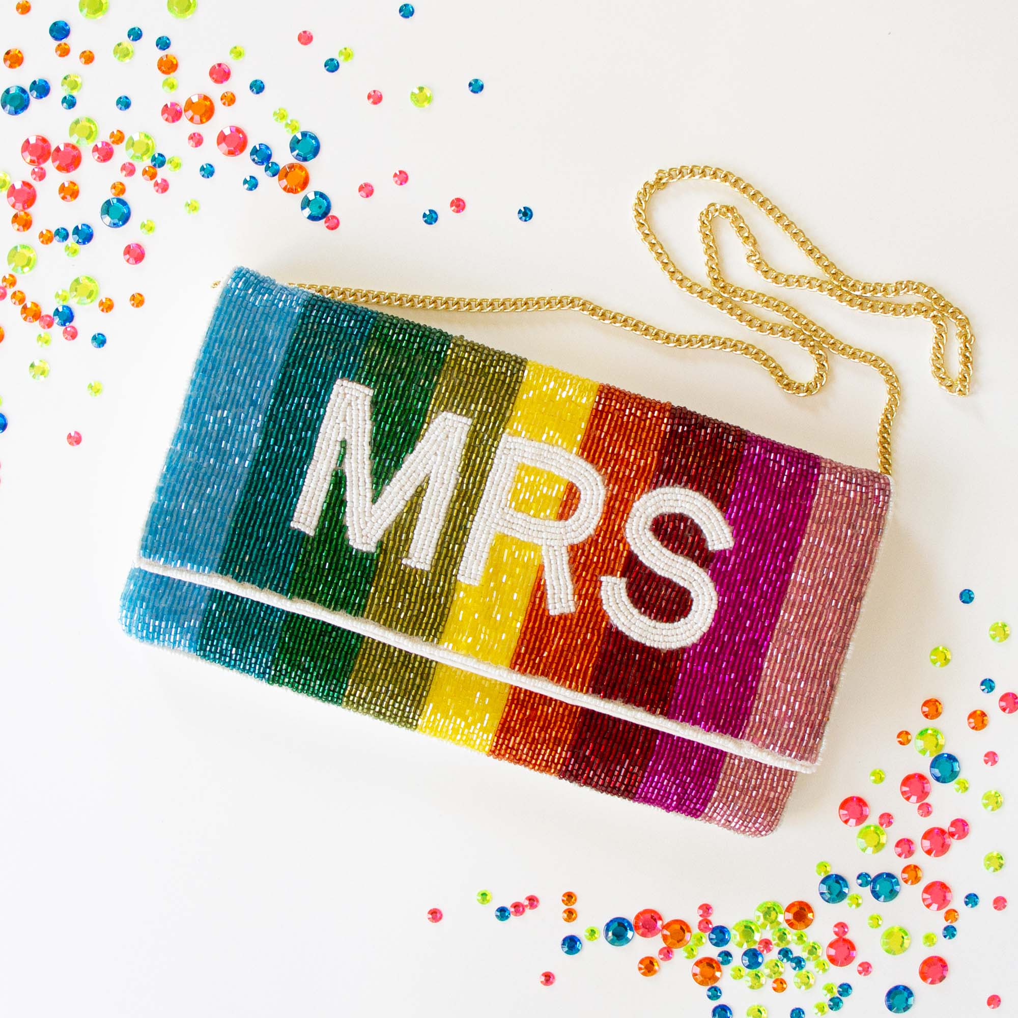 Rainbow Mrs. Bridal Clutch