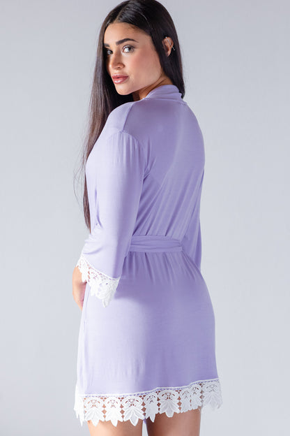 Periwinkle Modal Lace Robe