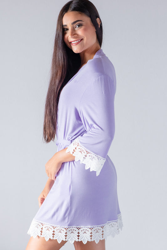 Periwinkle Modal Lace Robe