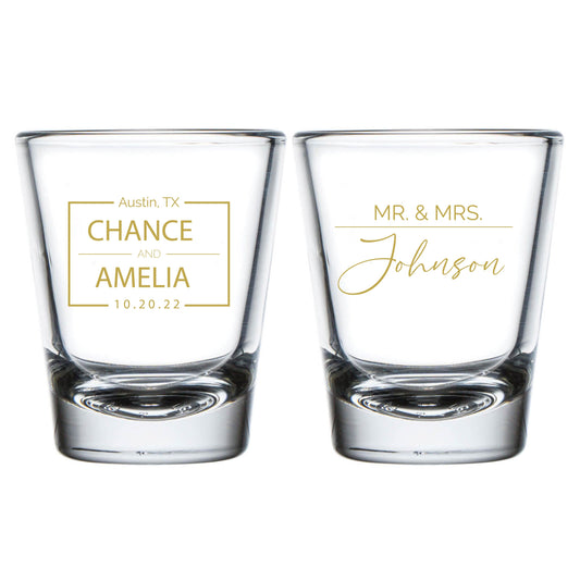 Personalized MR. and MRS. (Last Name) Shot Glasses (73)