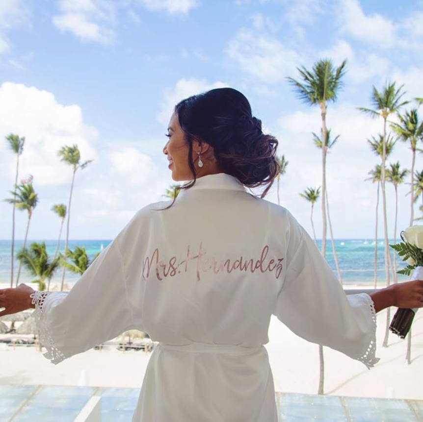 White Lila Lace Bridal Robe