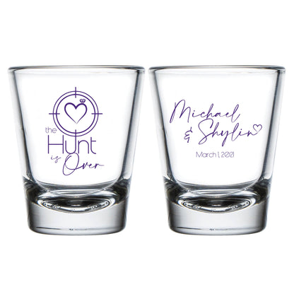 The Hunt Is Over - Heart Target Style Wedding Shot Glasses (318)
