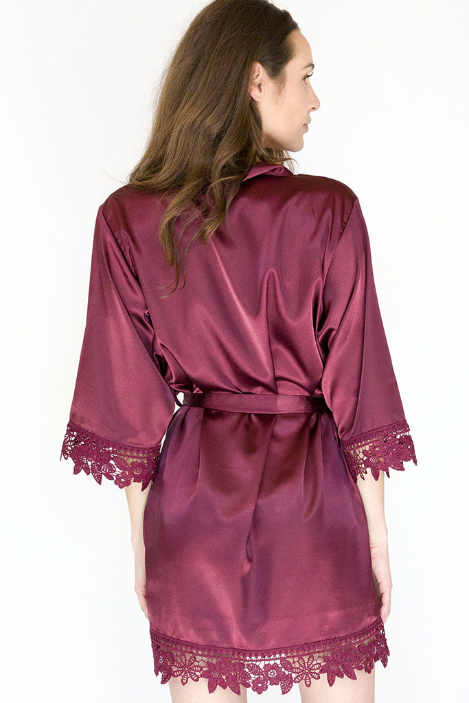 Wine Lila Lace Bridal Robe