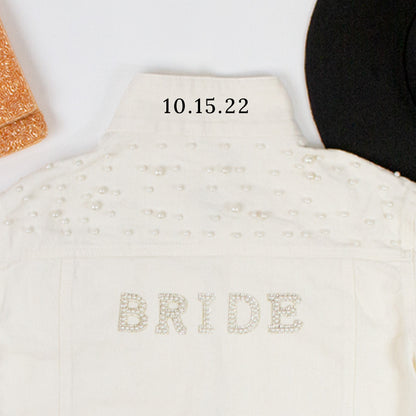 (White Pearl) Bride Patch  Pearl Denim Jacket