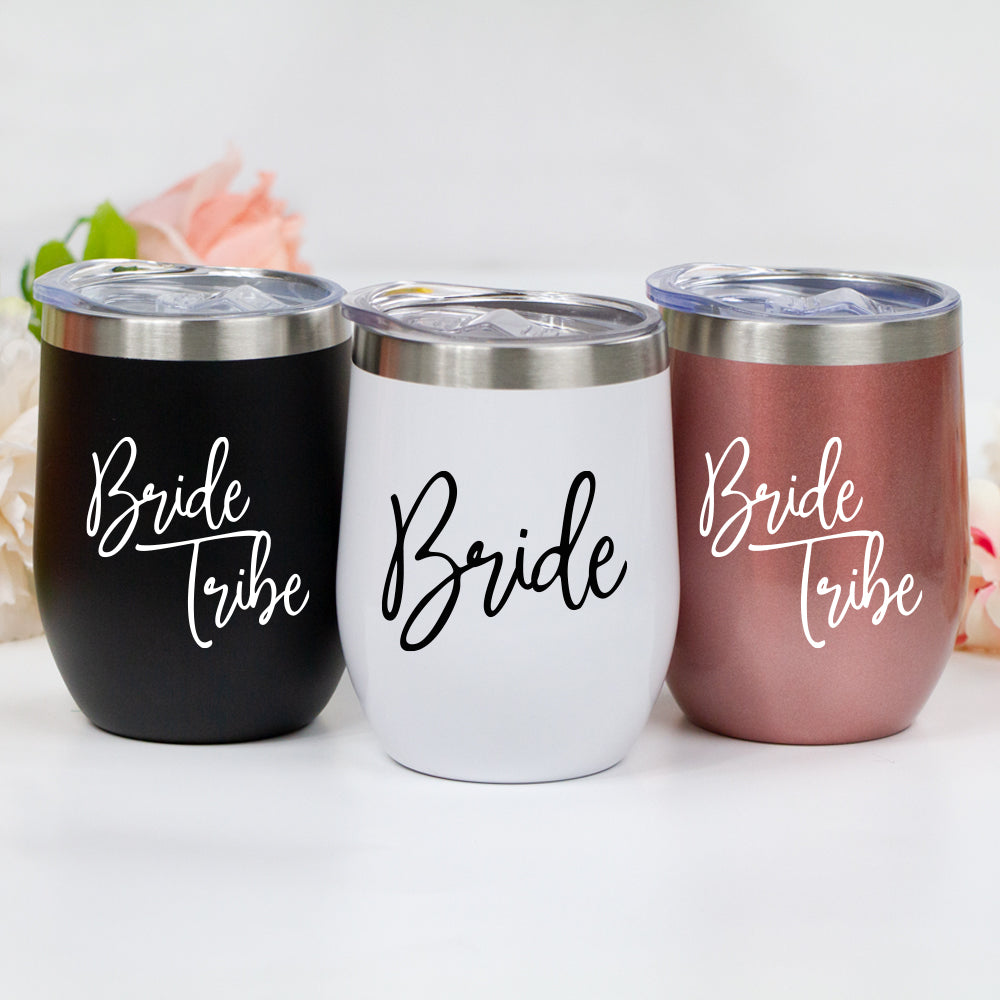 Bride, Bride's Babe, Babe of Honor, Bride Tribe Wine Tumbler Favors