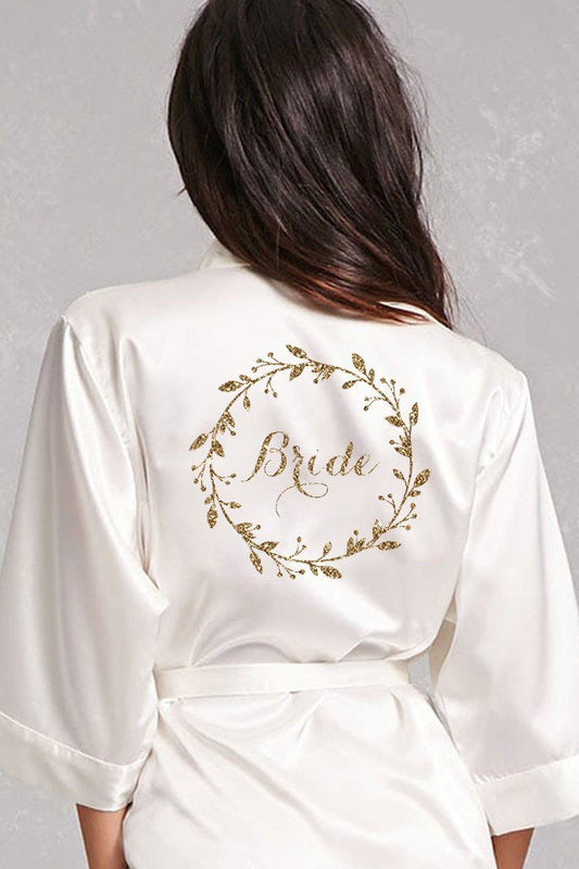 wreath style bridal robe back view