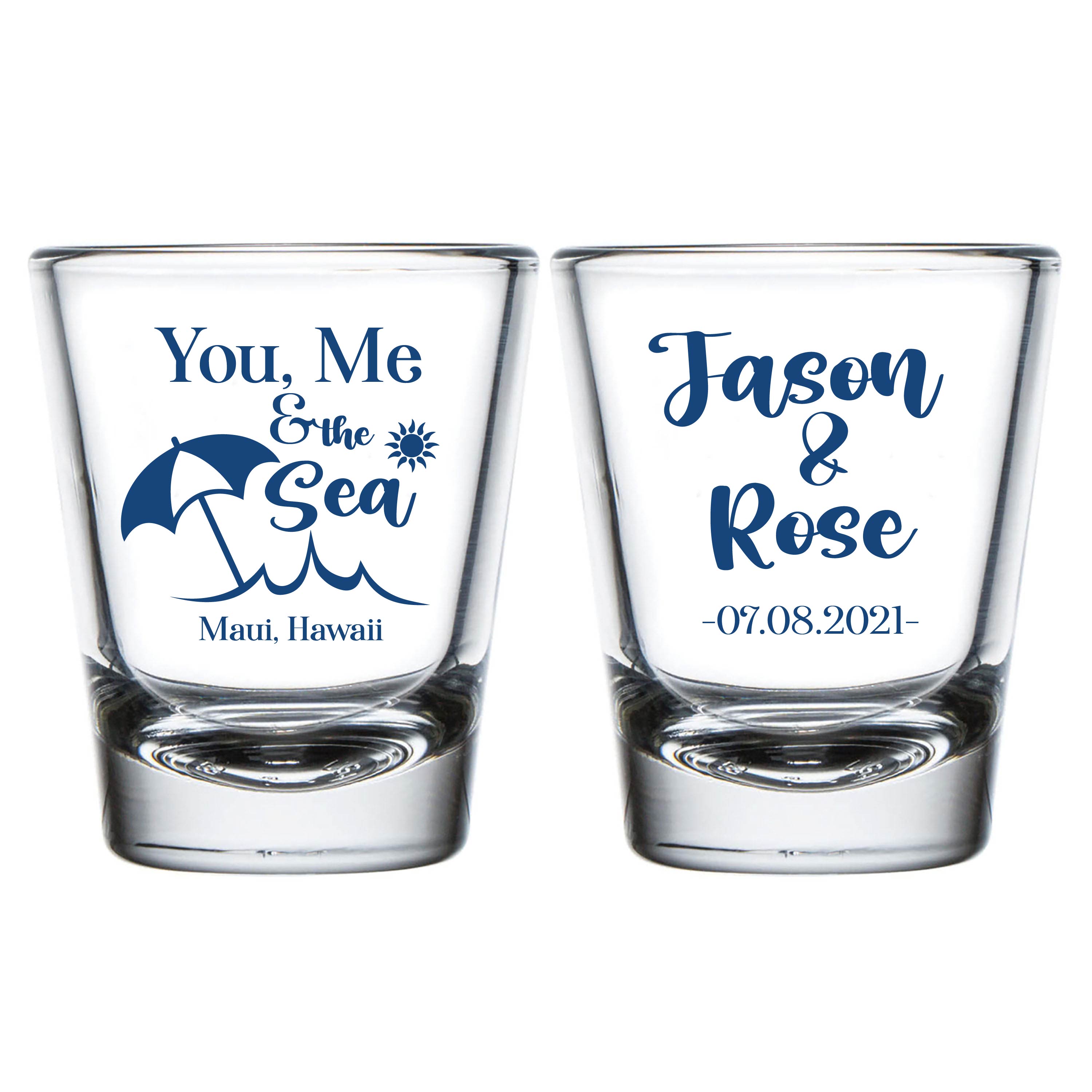 You, Me, & The Sea Wedding Shot Glasses (319)