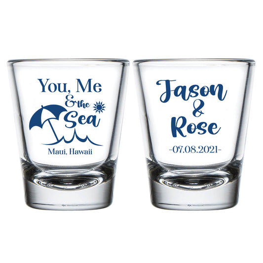 You, Me, & The Sea Wedding Shot Glasses (319)