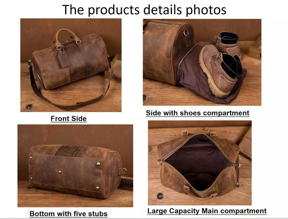 Engraved Leather Gym Duffle Bags