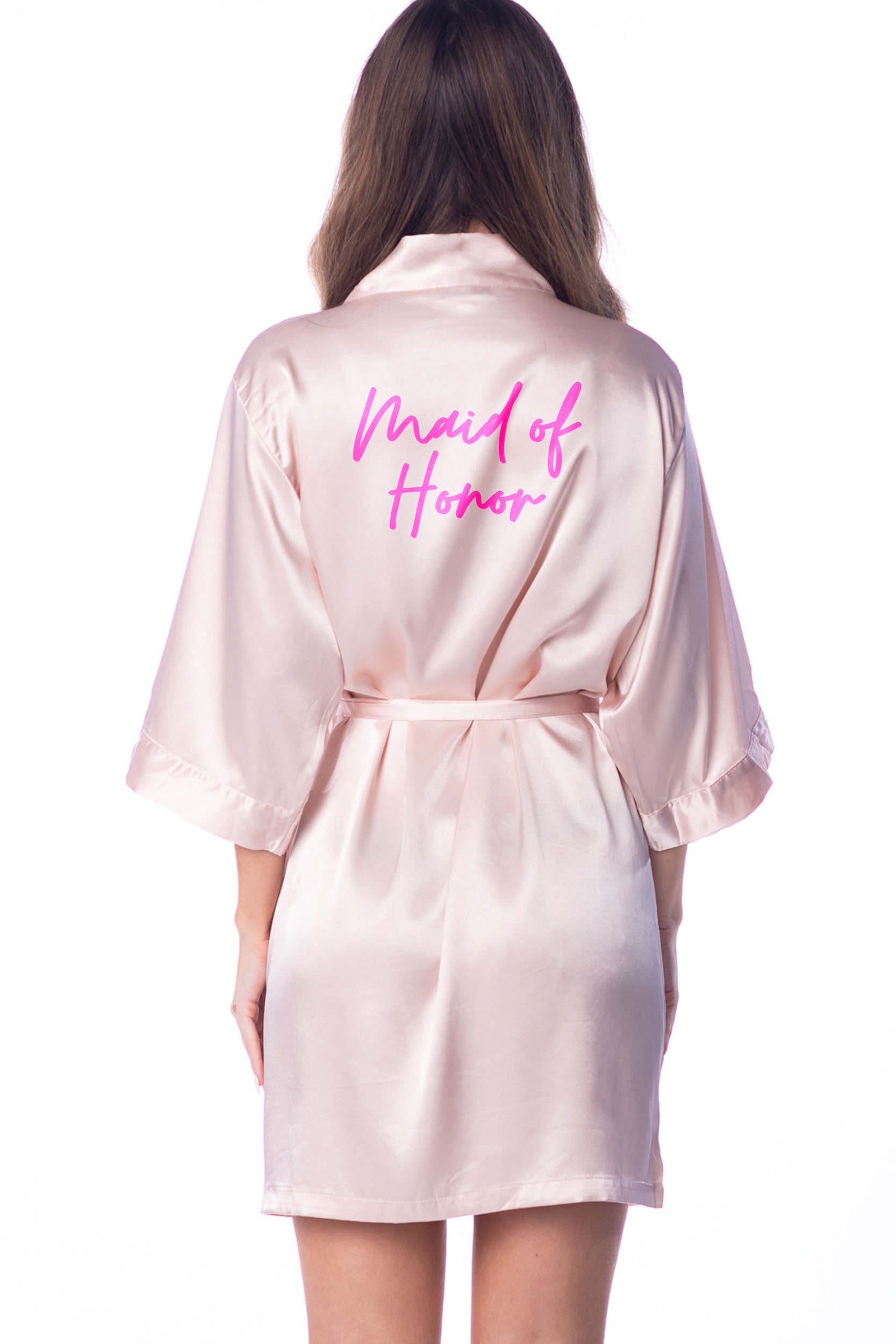 S/M "Maid of Honor" Blush Satin Lace Robe - Osulent Signature in Pink (Clearance Item)