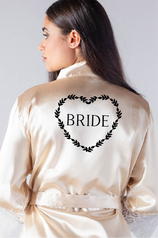 heart wreath style bridal robe back view
