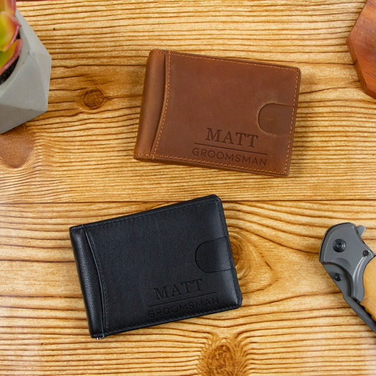 Engraved Personalized Leather RFID Wallet