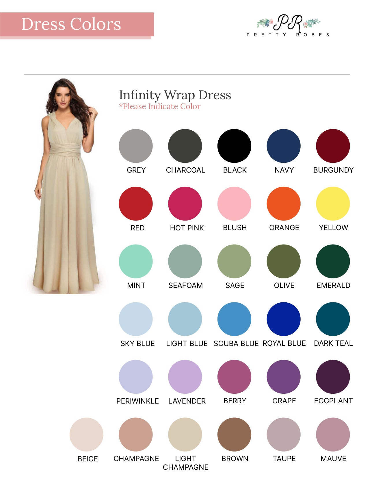 Infinity dress outlet colors