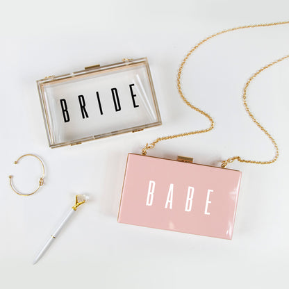 Babe and Bride Acrylic Box Clutch