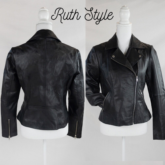(Real Leather) Skeleton Couple Embroidery Leather Jacket