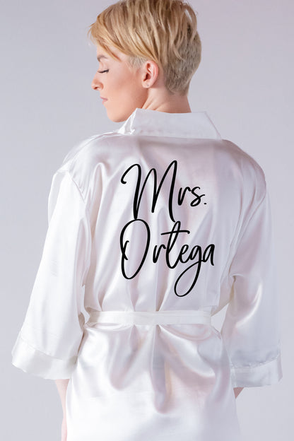 Personalized Satin Bridal Party Robe with Initial - Embroidered -  Personalized Brides