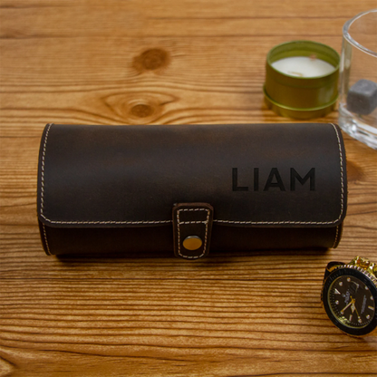 Engraved Leather Watch Case