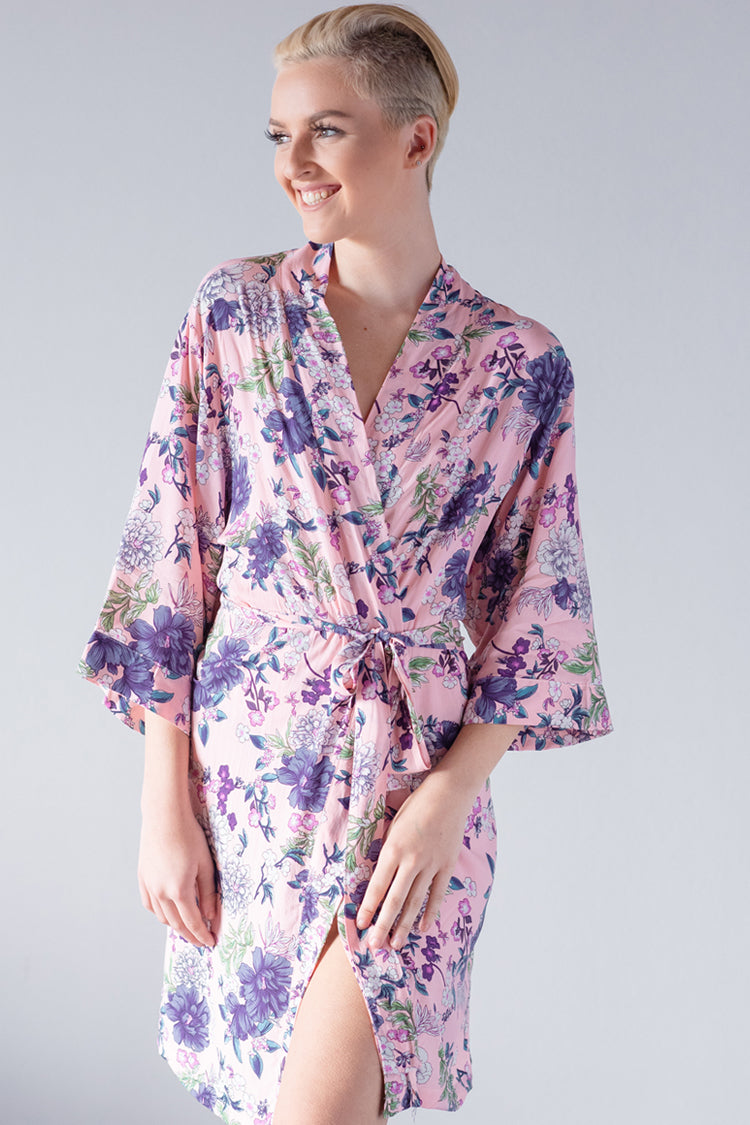 Floral Pink Cotton Robe